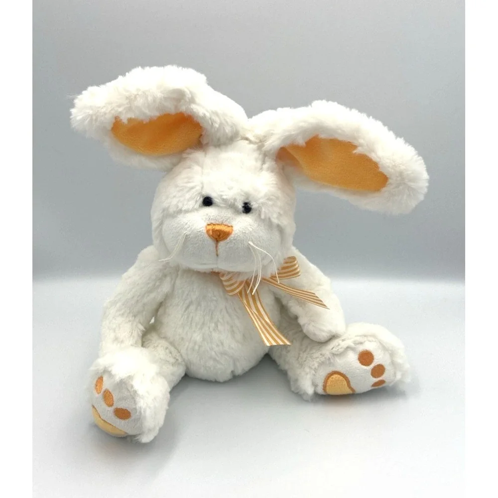 Ganz Orange Meringue Stuffed Animal Bunny Rabbit Floppy Ears Striped Bow 12